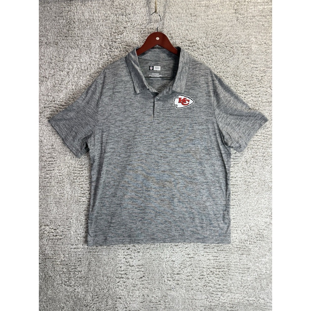 NFL Chiefs Polo Men's 2XL Grey‎ Kansas City Chiefs Logo